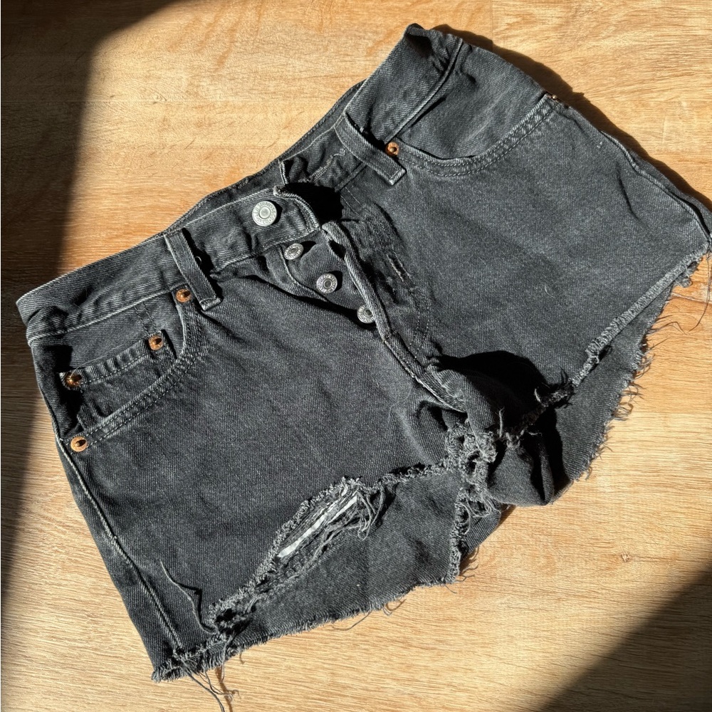 Women's Black Denim Levi 501 Shorts